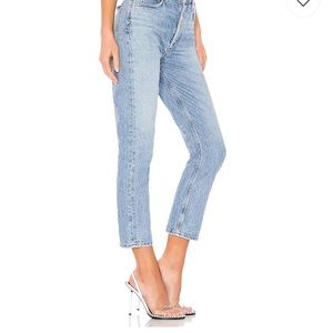 AGOLDE Riley High Rise Straight Crop Jeans - 26, Blur
